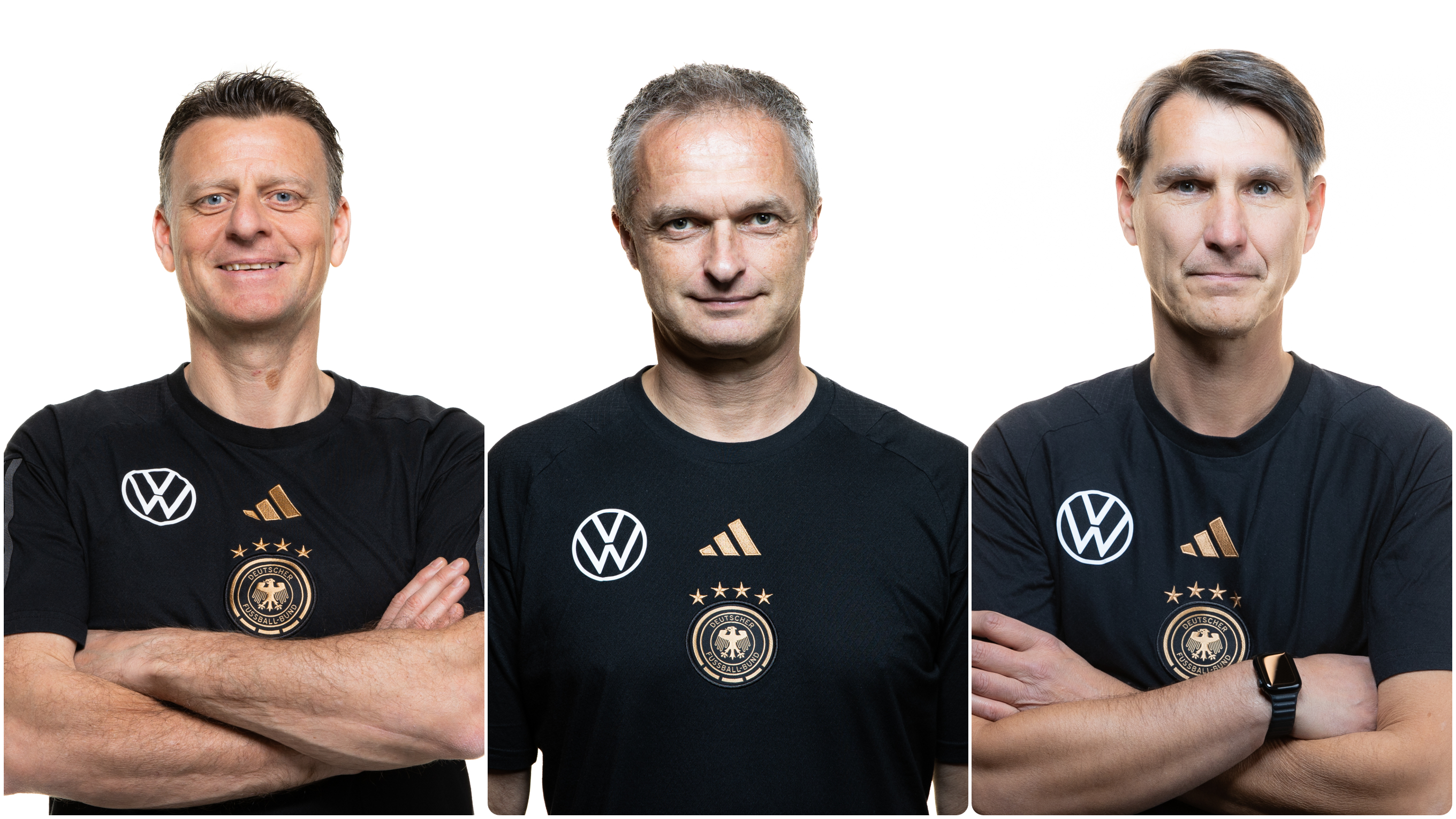 Bleiben dem DFB erhalten: die Junioren-Trainer Wörns, Wück und Prus (v.l.) © Thomas Böcker/DFB