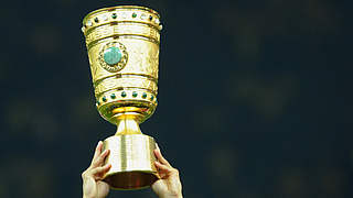 The prize for the eight remaining teams: the DFB Cup © 2014 Getty Images