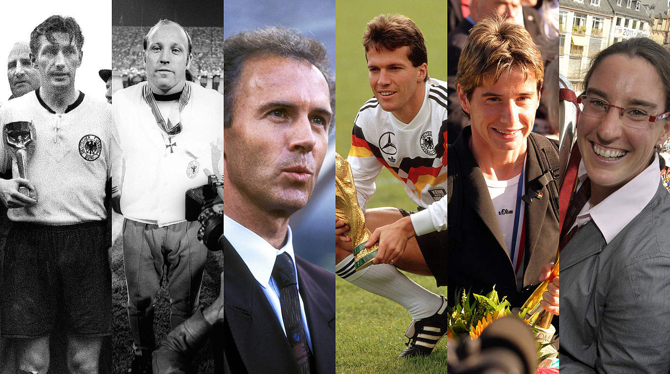 Die sechs Großen des DFB: Walter, Seeler, Beckenbauer, Matthäus, Wiegmann, Prinz © imago