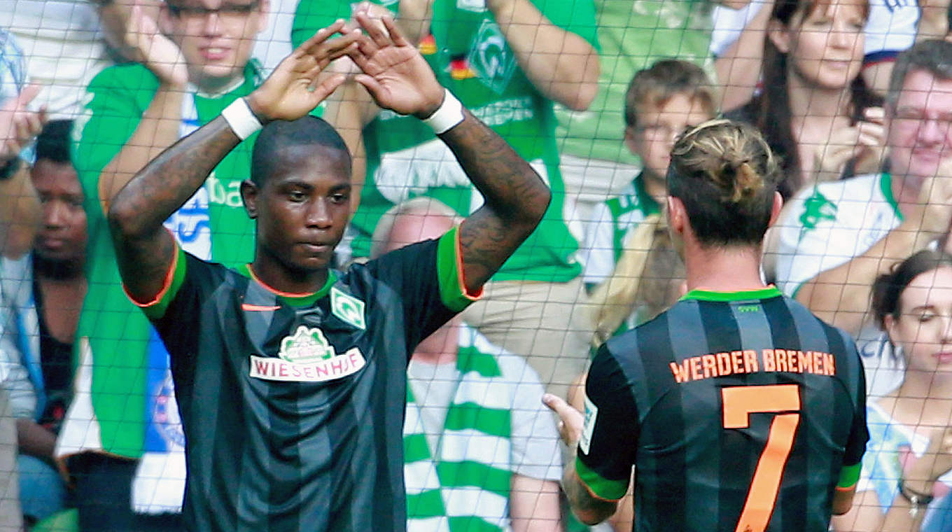 Bremer Torschützen unter sich: Eljero Elia (l.) und Ludovic Obraniak © 2014 Getty Images