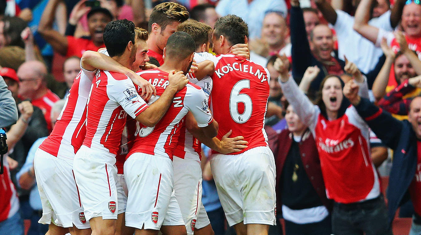 Späte Entscheidung: Jubel um Arsenals Siegtorschützen Aaron Ramsey © 2014 Getty Images