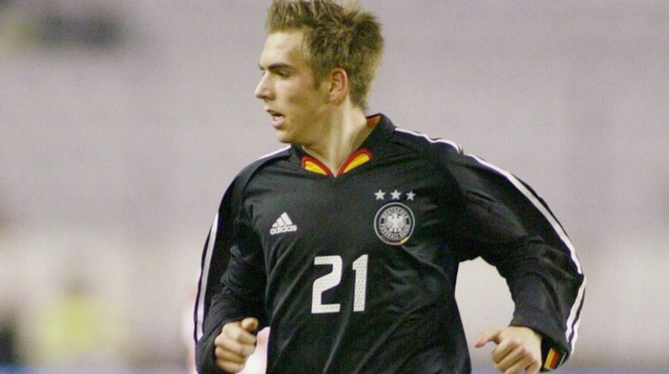 Philipp Lahm in seinem ersten Länderspiel: Am 18. Februar 2004 gegen Kroatien. © Bongarts/GettyImages