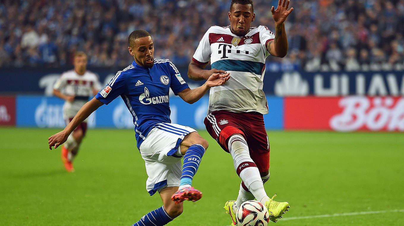 International team-mates: Schalke’s Sidney Sam (left) and Bayern’s Jerome Boateng © 2014 Getty Images