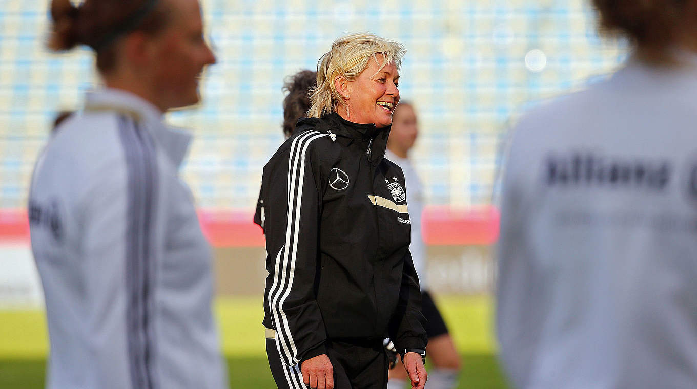 In Moskau das WM-Ticket lösen: Silvia Neid und die DFB-Frauen © 2014 Getty Images