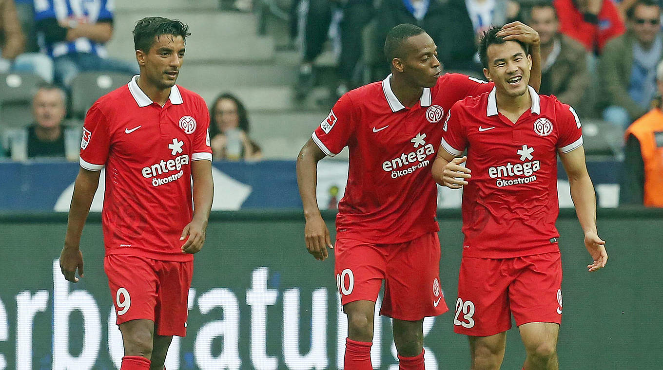 Doppelpack gegen Hertha: Shinji Okazaki (r.) © 2014 Getty Images