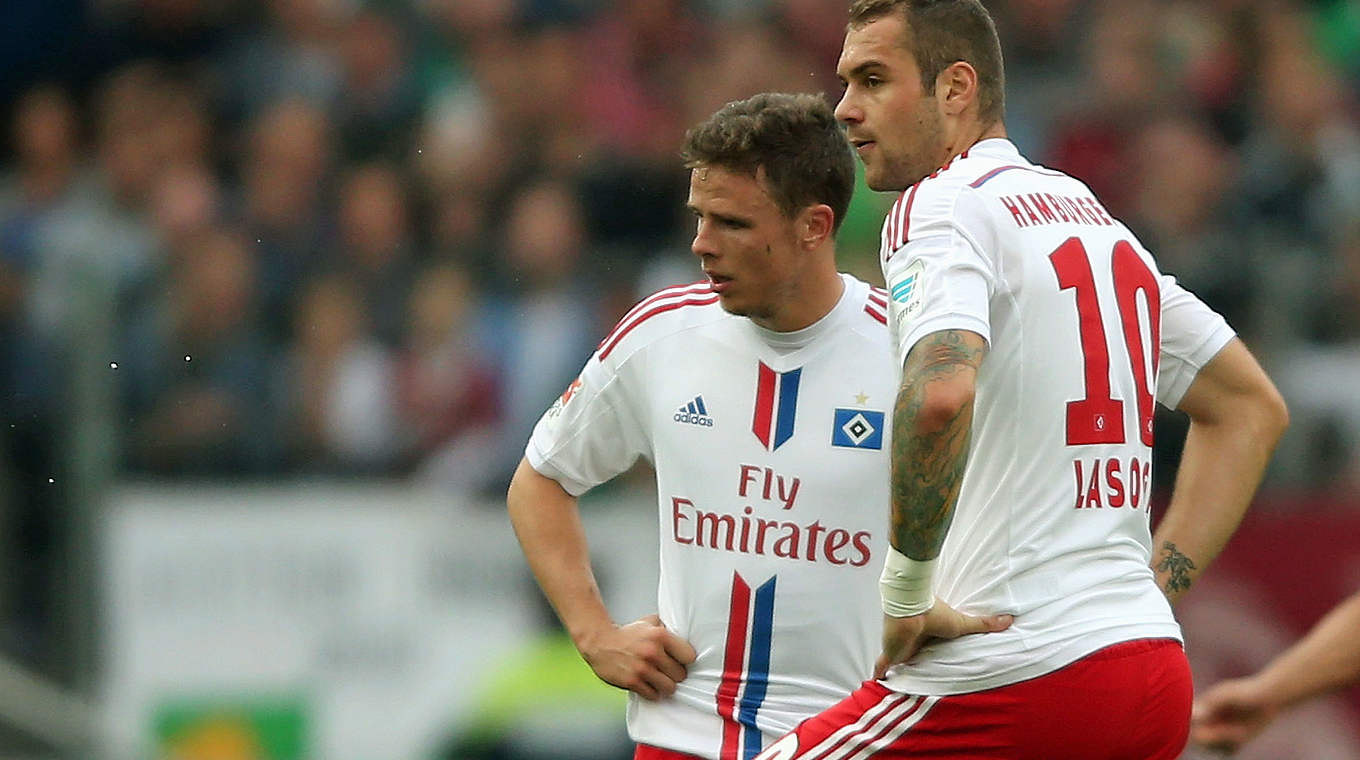 Konsterniert: Nicolai Müller (l.) und Pierre-Michel Lasogga vom HSV © 2014 Getty Images