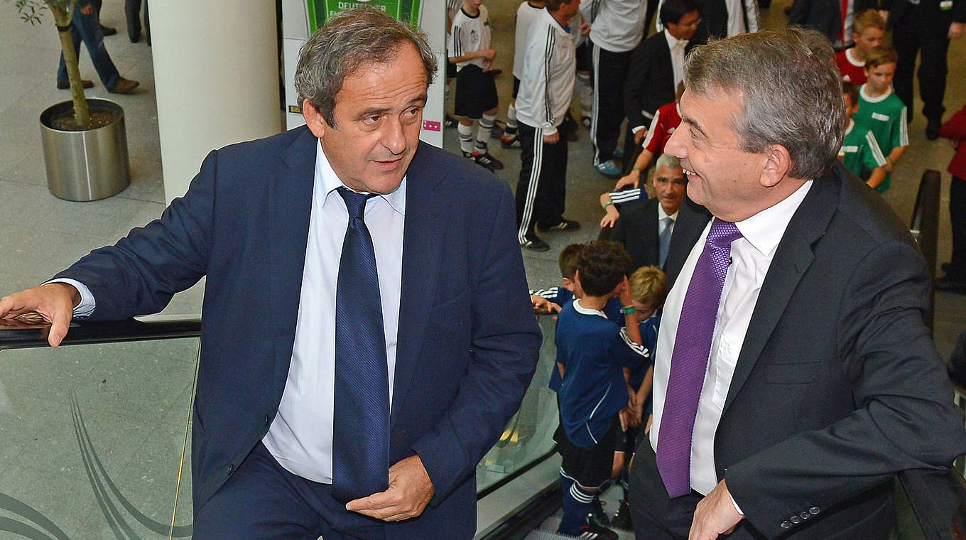 Niersbach on Platini (left): "I was initially a little bemused by his idea" © 2013 Getty Images