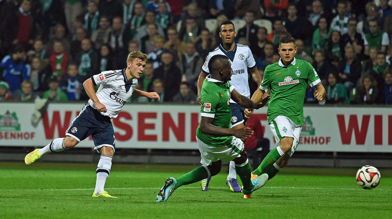 "Türöffner" im Spiel gegen Bremen: Max Meyer (l.) trifft zum 1:0 © imago/Team 2