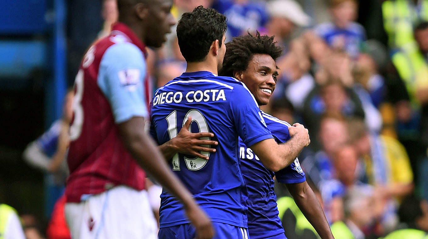 Torschützen unter sich: Chelseas Diego Costa (l.) und Willian © 2014 Getty Images