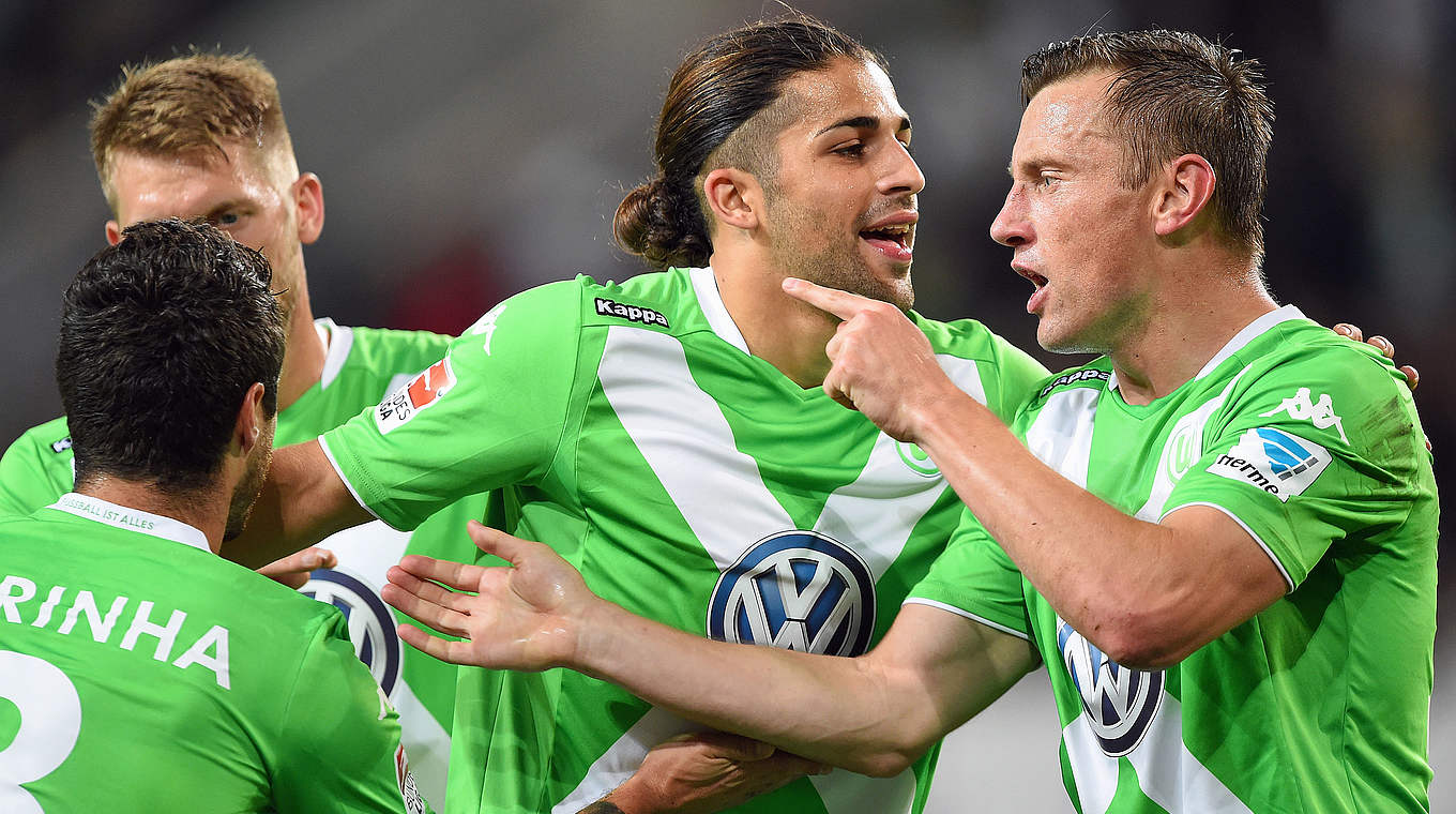 Dank Rodriguez (M.) und Olic (r.): Wolfsburg jubelt © 2014 Getty Images