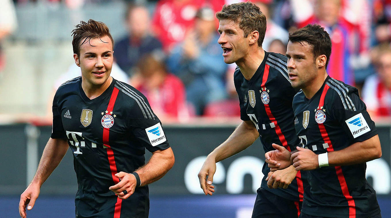 Jubel übers 2:0 in Köln: Götze, Müller und Bernat (v.l.) © 2014 Getty Images