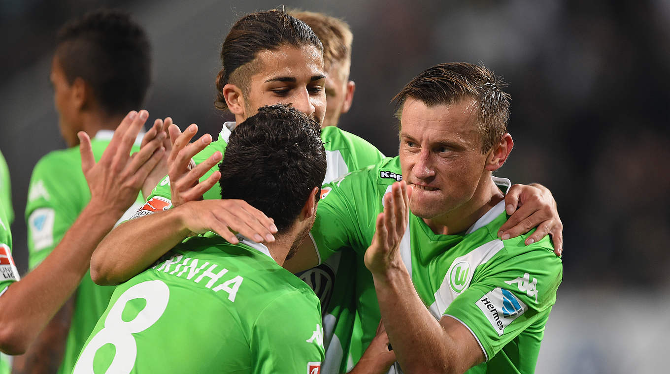 Entschlossen und erfreut: Das Heimgesicht des VfL Wolfsburg © 2014 Getty Images