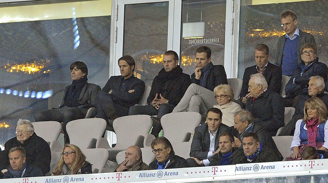 Löw (L) and Schneider (2nd from left) scouting players together. © imago/Sven Simon
