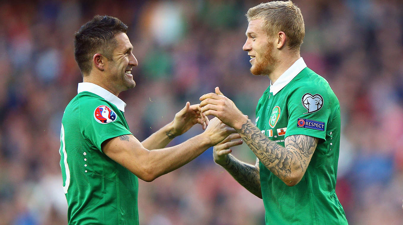 Irischer Rekordschütze: Robbie Keane (l.) trifft dreimal gegen Gibraltar © 2014 Getty Images