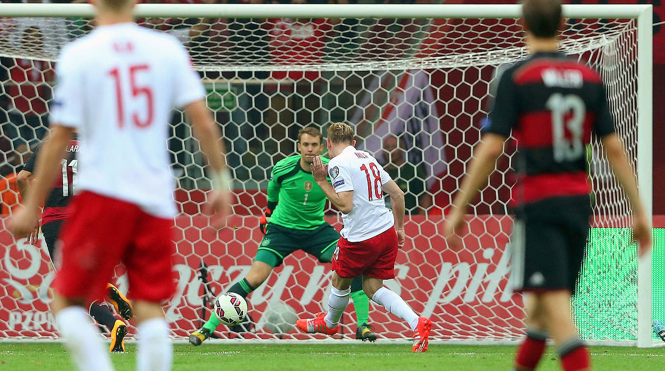Ohne Chance beim 2:0 durch Polens Mila: Weltmeister Neuer © 2014 Getty Images
