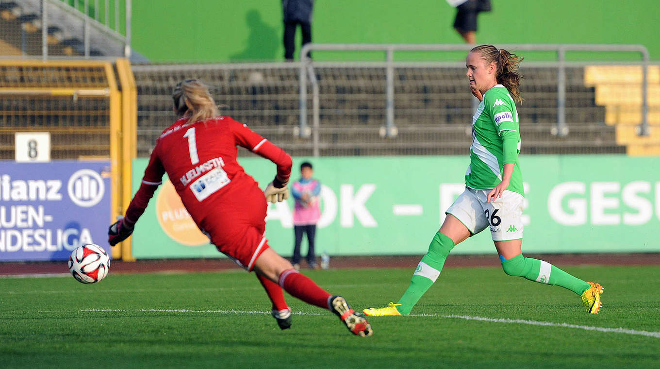 Caroline Hansen scored twice against her former club © Jan Kuppert