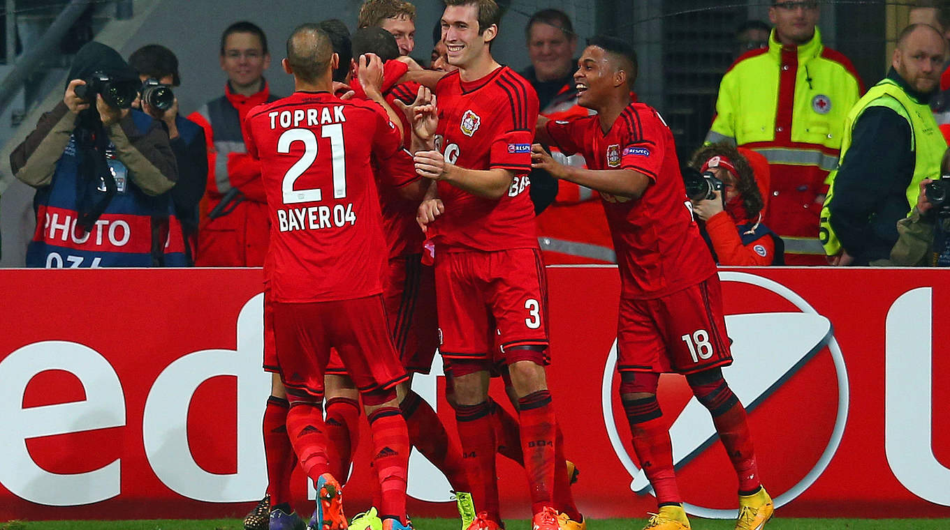 Jubeln in der Champions League: Bayer Leverkusen © 2014 Getty Images