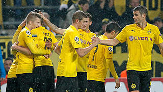 Lässt sich für das Führungstor feiern: Marco Reus (l.) © 2014 Getty Images