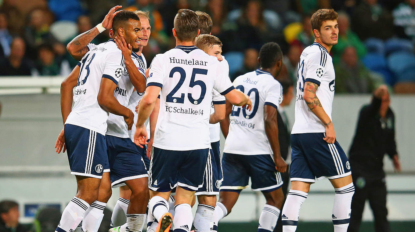 Jubel bei Schalke: Die Königsblauen gehen früh in Führung © 2014 Getty Images