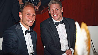 Benedikt Höwedes and Bastian Schweinsteiger accepted the award in Frankfurt © 2014 Getty Images