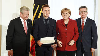 Goalscorer Götze was honoured in the ceremony © GES/Markus Gilliar