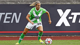 Lena Goeßling put VfL Wolfsburg ahead in the first half © 2014 Getty Images