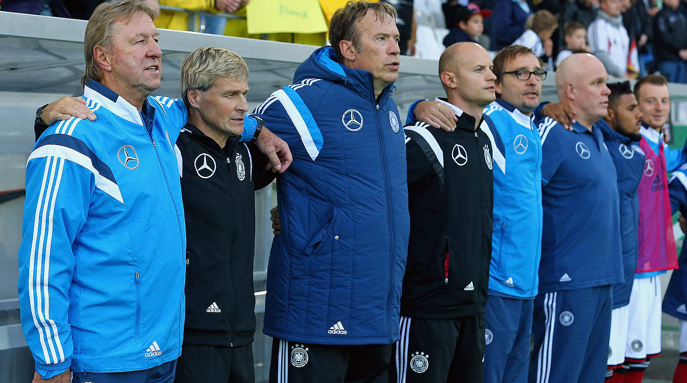 Horst Hrubesch's side face Serbia, Denmark and the Czech Republic © 2014 Getty Images