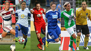 Die Kandidatinnen: Bürki, Marozsan, Weber, Rauch, Müller und Michel (v.l.) © Getty Images/ Harder / Jan Kuppert