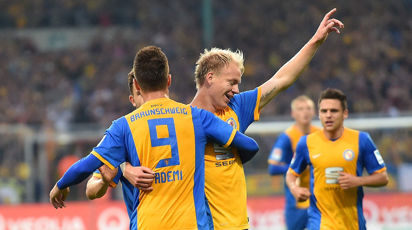 Wollen gegen Union Berlin wieder jubeln: Die Spieler aus Braunschweig © 2014 Getty Images