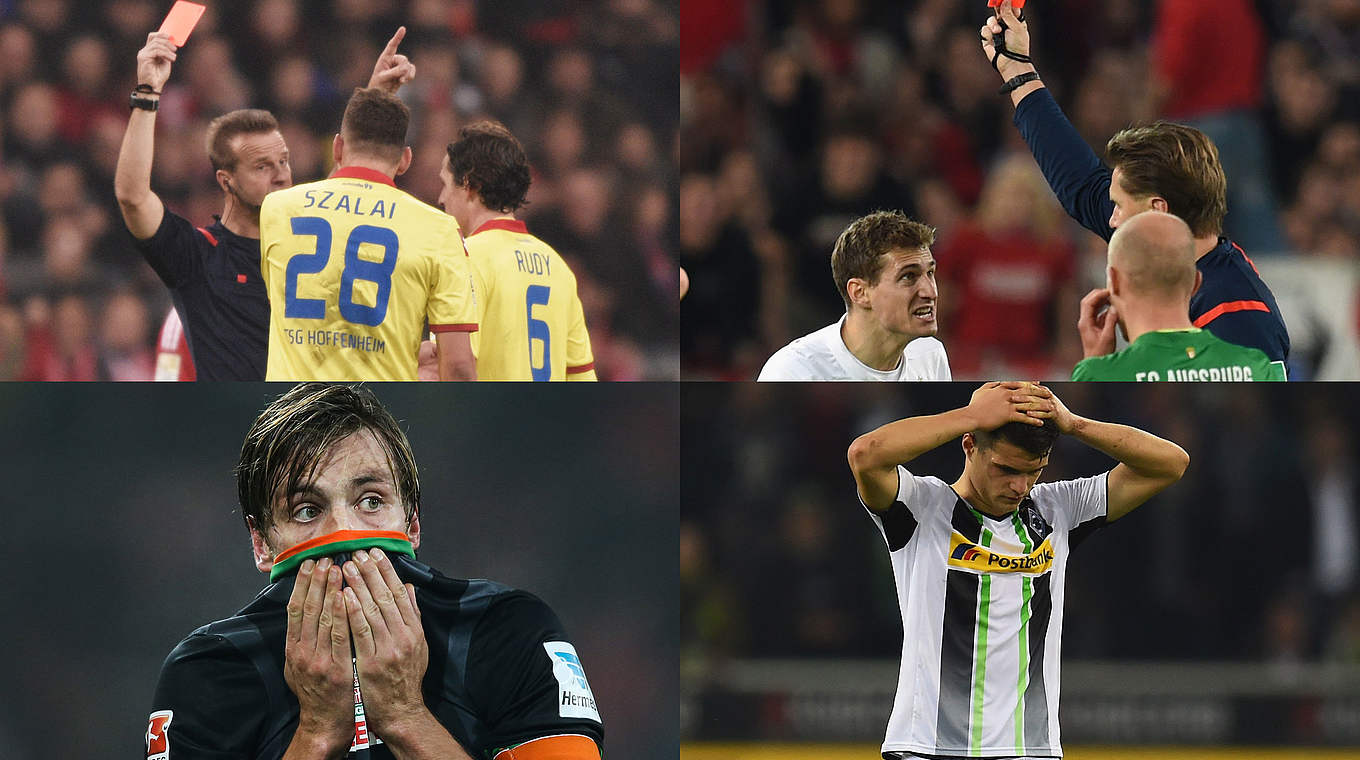 Vier Platzverweise am 12. Spieltag: Szalai, Schwaab, Fritz und Xhaka © Getty Images