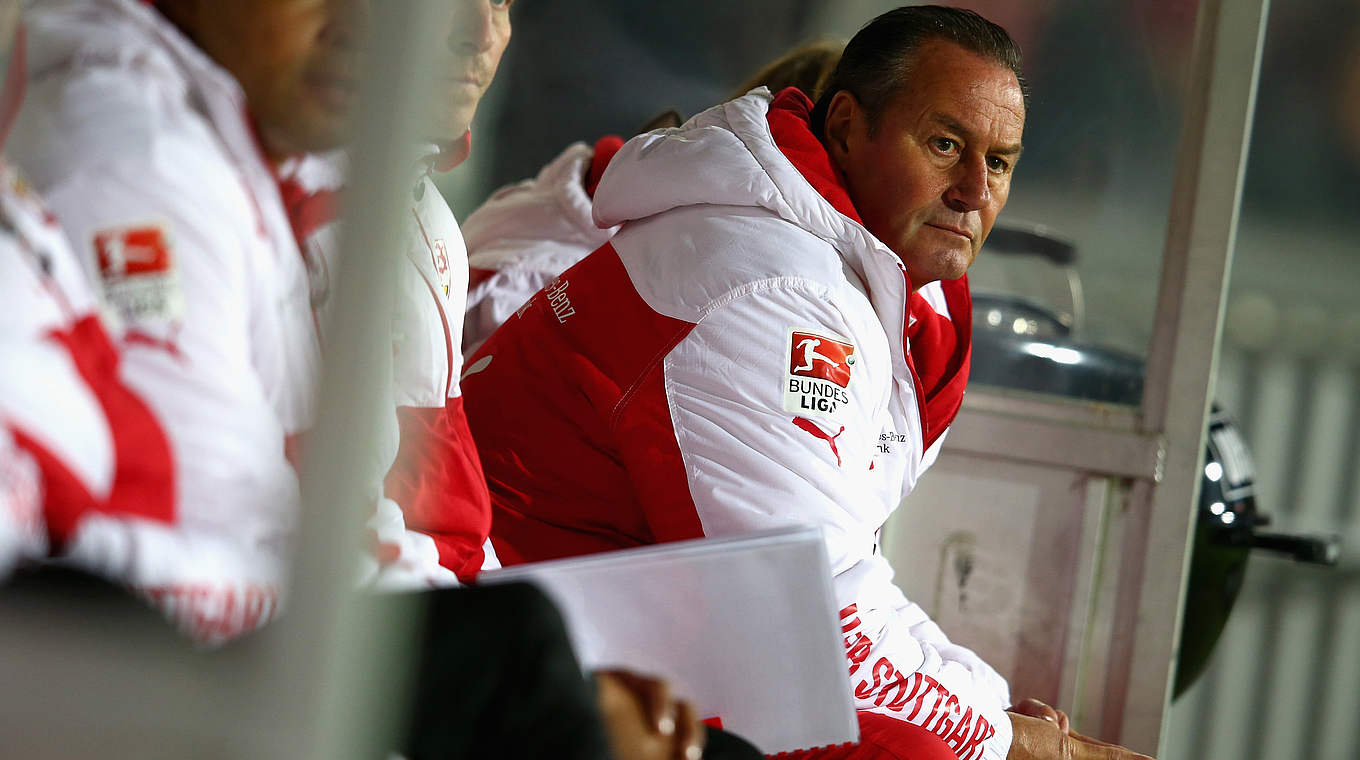 Huub Stevens celebrated his return to the Stuttgart dugout with a win © 2014 Getty Images