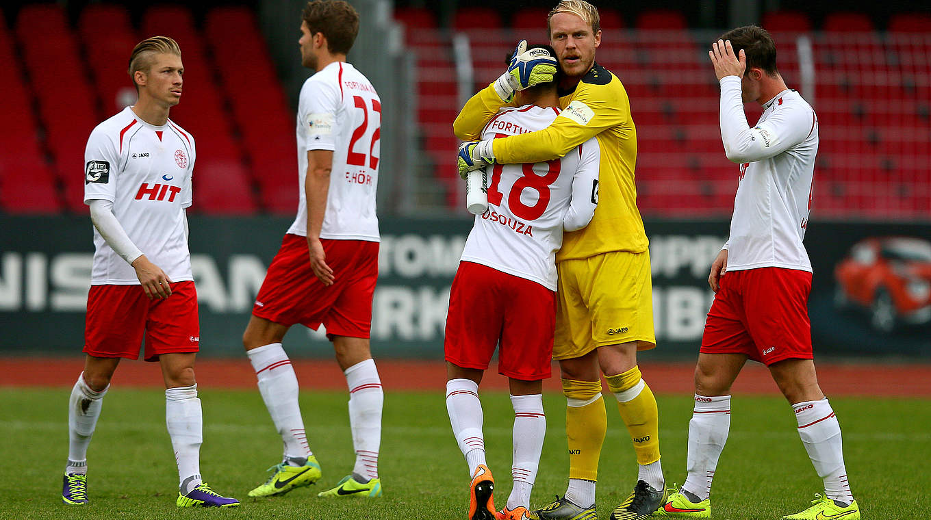 Gute Serie des Aufsteigers: Fortuna Köln ist seit drei Spielen ohne Gegentreffer © 2014 Getty Images