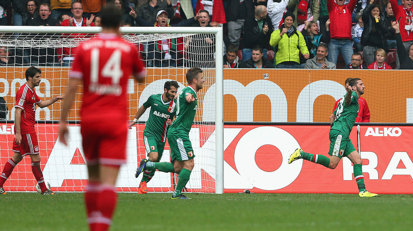 Sascha Mölders gave Augsburg the win against FC Bayern in April © 2014 Getty Images