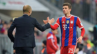 Will bester deutscher Champions-League-Torjäger werden: Bayerns Thomas Müller (r.) © 2014 Getty Images