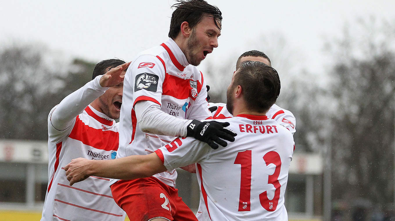 Two goals from Carsten Kammlott were vital in Erfurt's victory © 2014 Getty Images