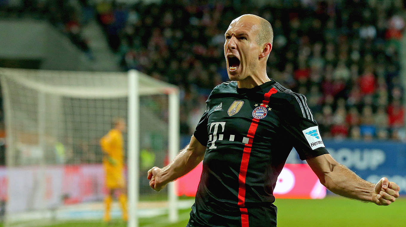 Robben's brace helped Bayern to a 4-0 win over Augsburg © 2014 Getty Images