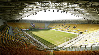 Ein Heimspiel ohne Zuschauer: das Dresdner Rudolf-Harbig-Stadion © imago sportfotodienst