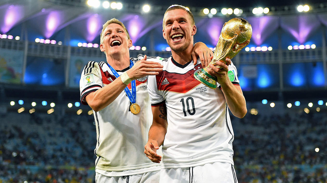 Podolski celebrates Germany's World Cup triumph in 2014 © 2014 FIFA