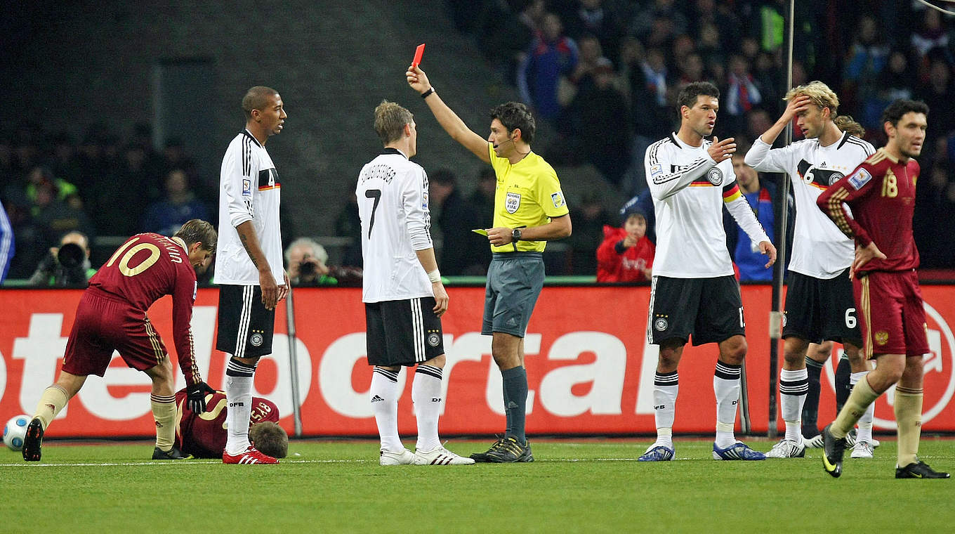 He was sent off on his international debut © 2009 Getty Images
