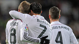 Real love: Kroos celebrates with his teammates from Madrid © 2014 Getty Images