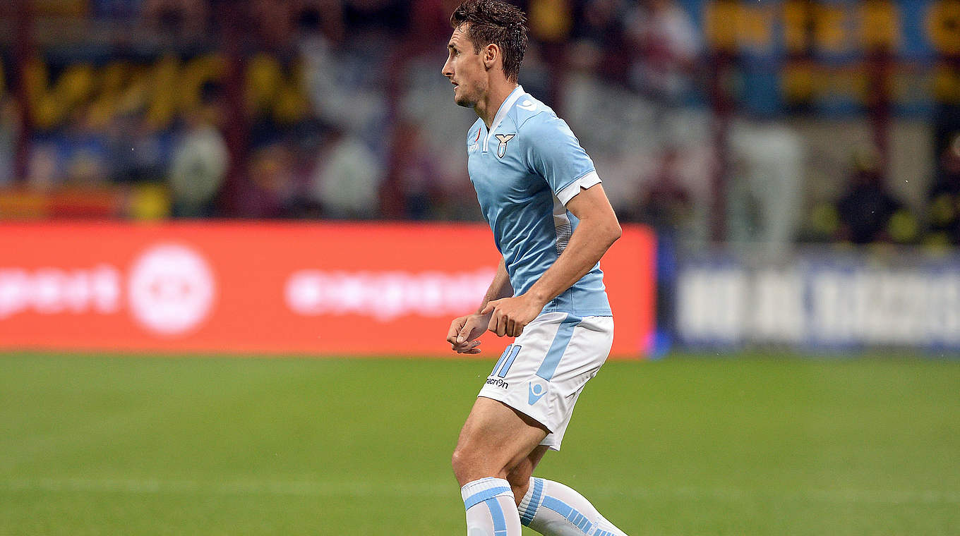 World Champion Klose came on at half time but couldn't help Lazio avoid defeat © 2014 Getty Images