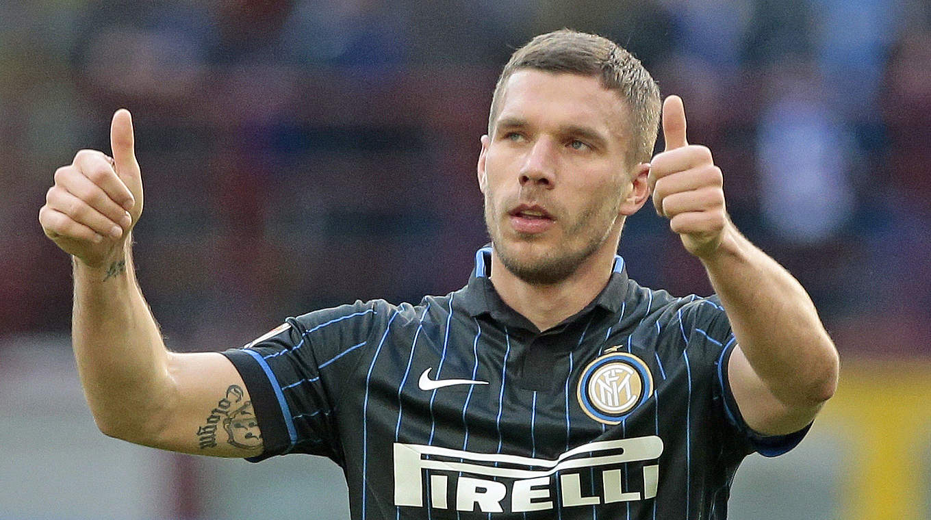 Thumbs up: Lukas Podolski got his first assist for Inter  © gettyimages