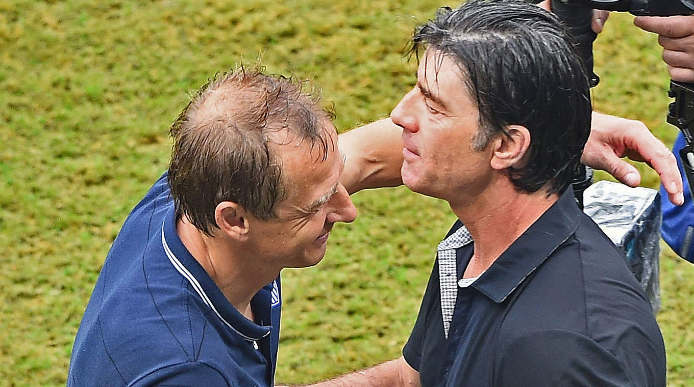 Wiedersehen in Köln: Klinsmann (l.) und Löw, hier beim WM-Duell in Brasilien  © 2014 Getty Images