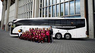 The Germany women's team has a new team bus © 2015 Getty Images