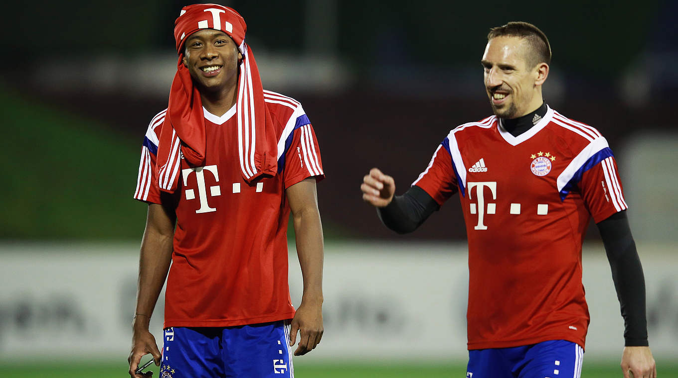 Wieder fit: Bayerns David Alaba (l.) im Training mit Frank Ribery © 2015 Getty Images