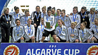 Gewannen den Algarve-Cup 2014 durch einen 3:0-Sieg in Finale gegen Japan: die DFB-Frauen © 2014 Getty Images