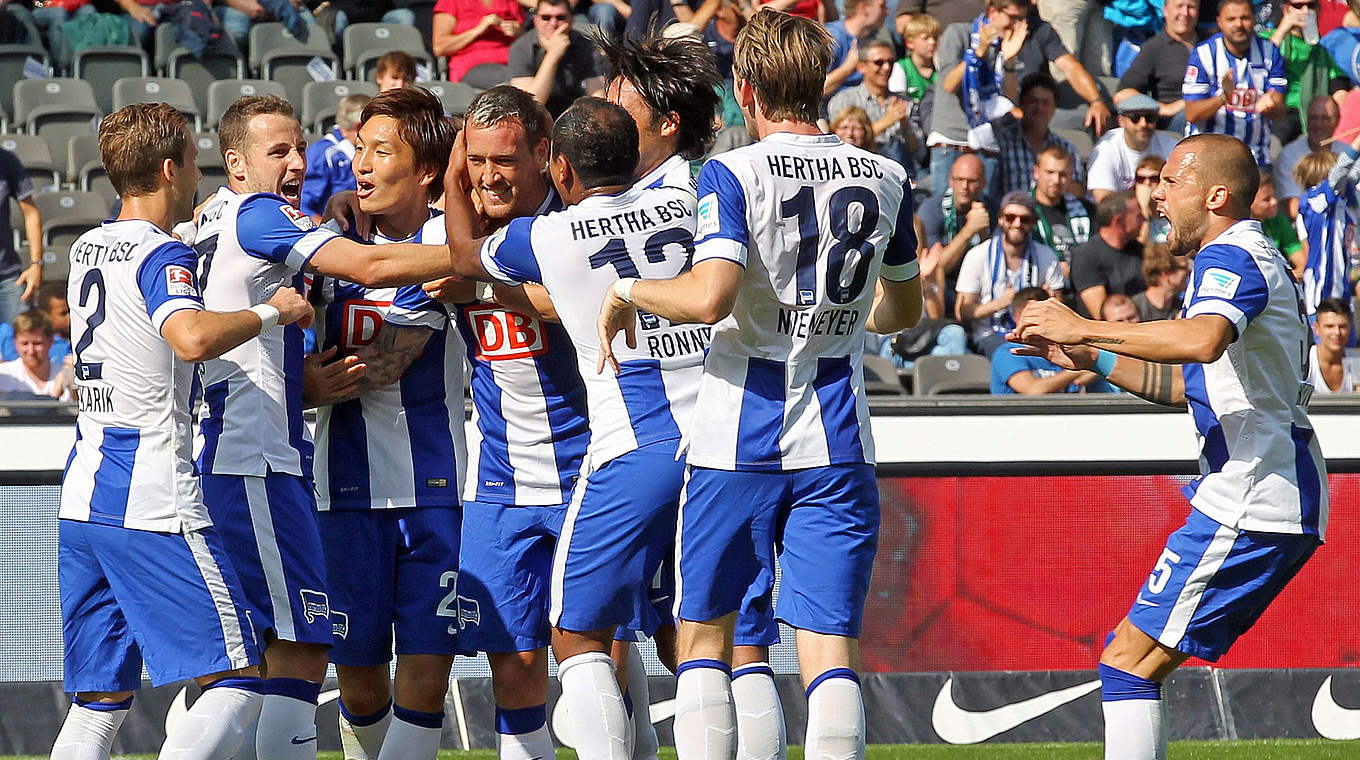 Zu früh gefreut: Trotz 2:0-Führung der Hertha endete das Hinspiel 2:2 © 2014 Getty Images