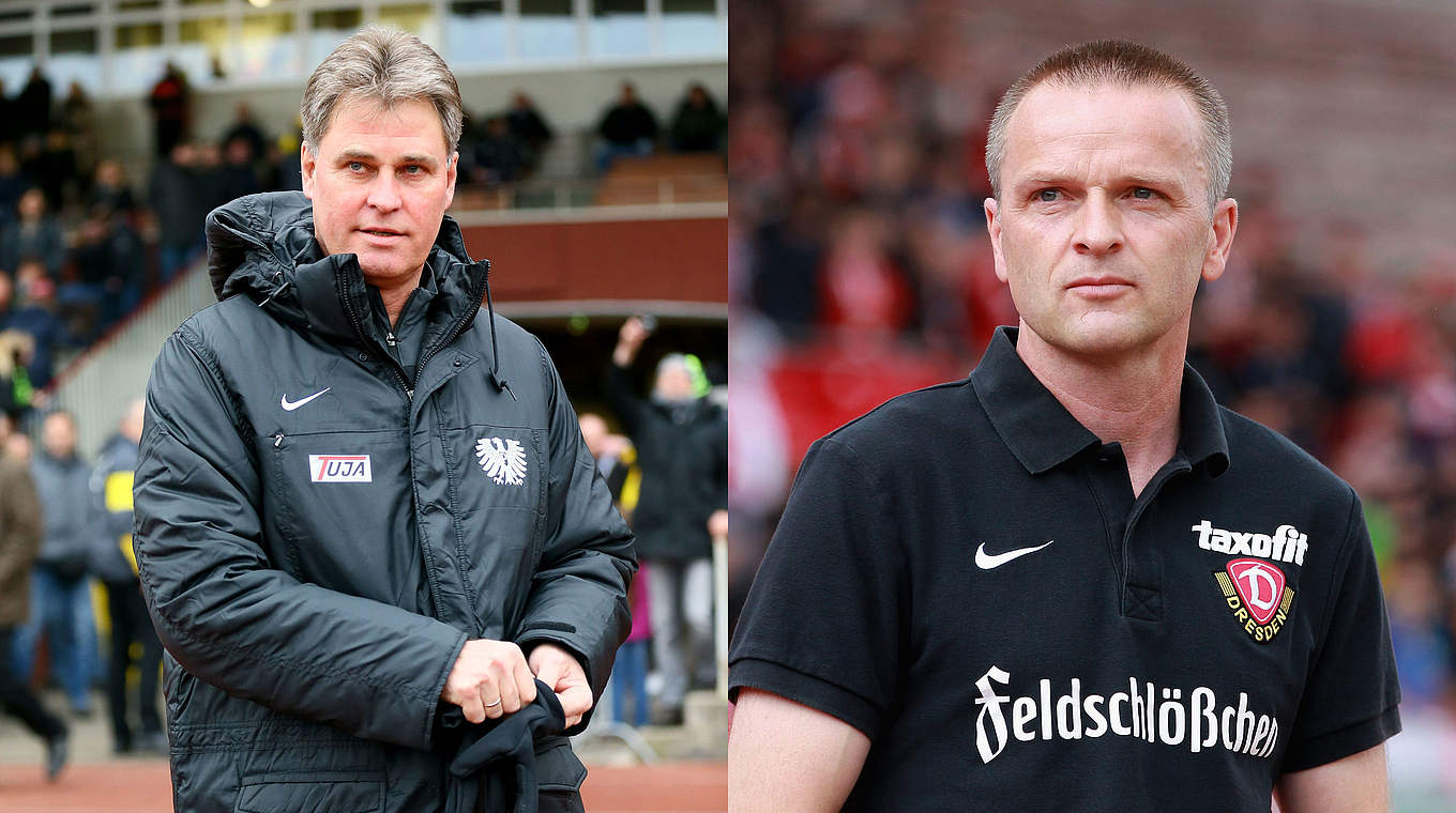 Duell der Trainer: Münsters Ralf Loose (l.) gegen Dresdens Stefan Böger © Bongarts/GettyImages