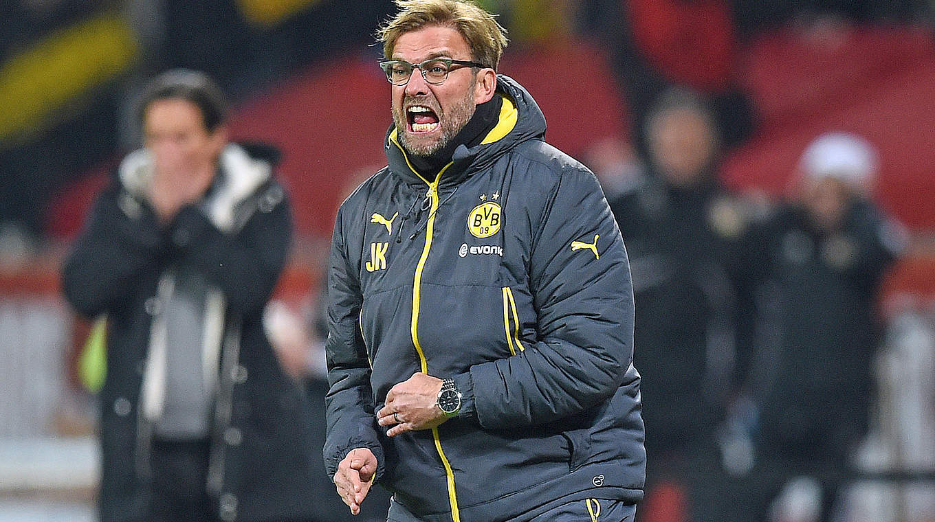 Jürgen Klopp was, as always, enthusiastic on the touchline © 2015 Getty Images