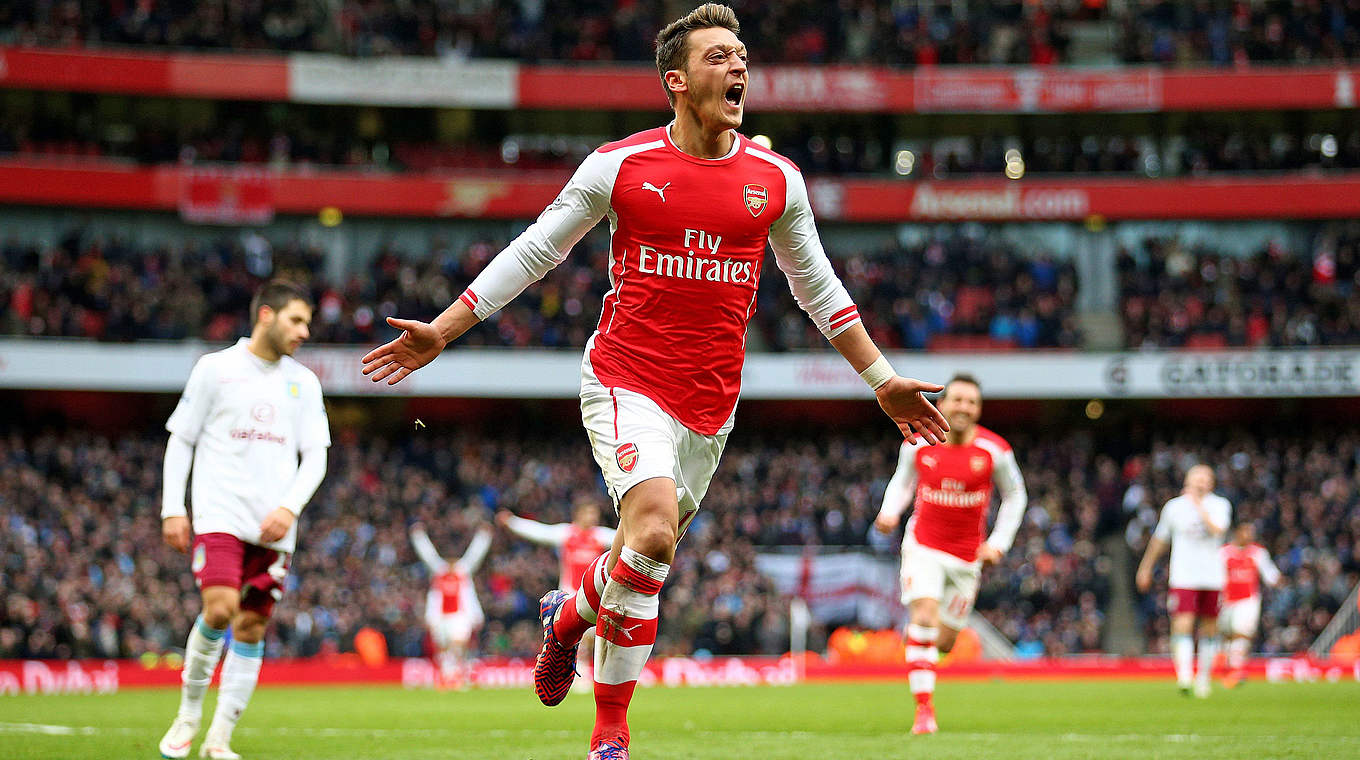 It was Özil's second goal in as many games after netting against Villa last week © 2015 Getty Images